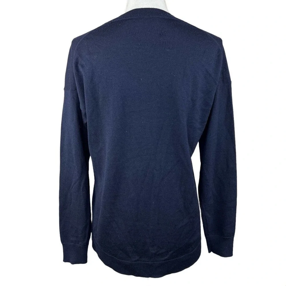 J.CREW Merino Wool Blend Sweater Size S Navy Blue Thin Knit Crewneck